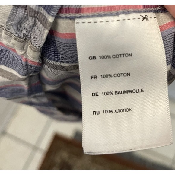 Synrgy Button Up Shirt Mens 4XLT Short Sleeve Blue Pink Plaid - Picture 6 of 10